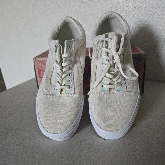 Vans Classic Old Skool Hemp Linen Women 9.5 Off White Textured Shoes New 082025 - Picture 3 of 8